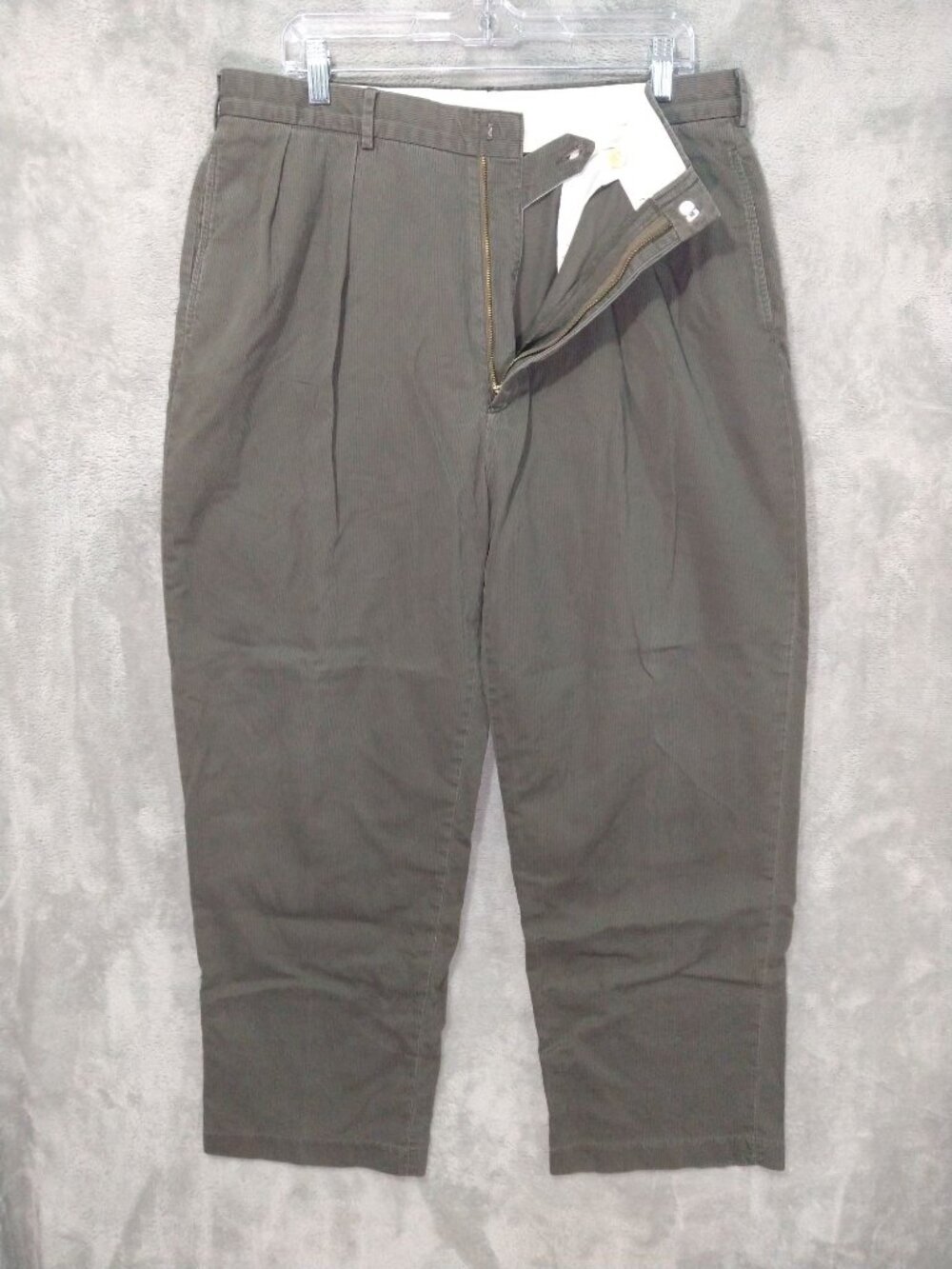 Vintage Polo Ralph Lauren Pants Mens 36x30 Green Corduroy Straight Leg Pleated